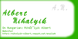 albert mihalyik business card